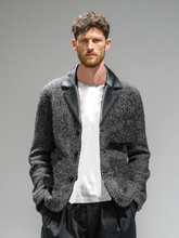 Men's woolen patchwork leather collar coat